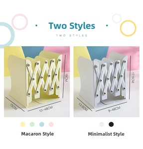 Adjustable metal bookends in macaron and basic colors with flexible X-shaped design