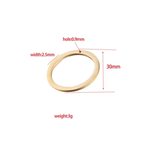 30mm golden stainless steel round pendant ring with mirror finish for DIY jewelry making
