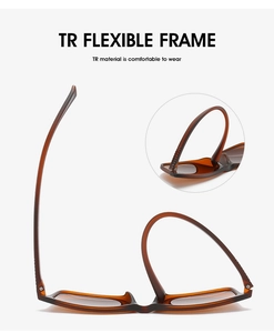 Detailed view of flexible TR material brown frame showing superior bendable elasticity