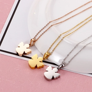 Collana Pendente Angelo Acciaio Inossidabile 316L Minimalista Geometrico Catena Clavicola Gioielli Eleganti Regalo Donne