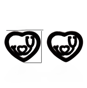 Women Stainless Steel Heart Stethoscope Stud Earrings Minimalist Hollow Out Medical Themed Jewelry For Nurse Doctor Gift