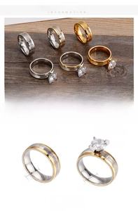 Detailansicht der 6mm Edelstahlringe mit Goldbeschichtung, Zirkonia und Gewichtsangaben