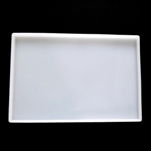 Close-up of a large rectangular translucent silicone mold for DIY resin casting projects