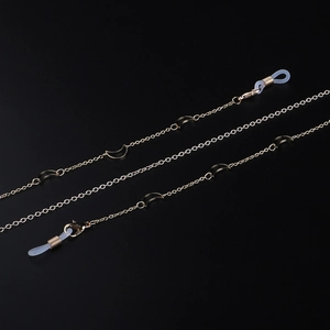 Catenina per occhiali fatta a mano in rame dorato con lune e ganci in silicone