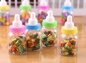 Set di gomme creative a forma di biberon con motivi a cartoni animati per bambini