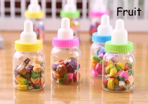Kreative Radiergummis in Fruchtform in süßen Milchflaschenbehältern für Schüler-Schreibwaren