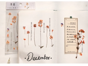 Floral PET stickers for journaling featuring orange pansy designs and creative DIY layouts