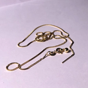 Adjustable 925 silver gold-plated box chain necklace with lobster clasp and sliding bead