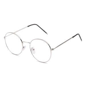 Classic silver round metal frame eyeglasses with blue light blocking lenses for women and men