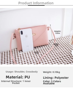 Pink PU leather shoulder bag size comparison with dimensions 21cm x 13cm x 3cm