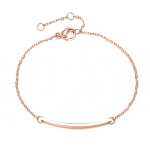 Bracelet chaîne en or rose minimaliste avec barre rectangulaire et fermoir ajustable