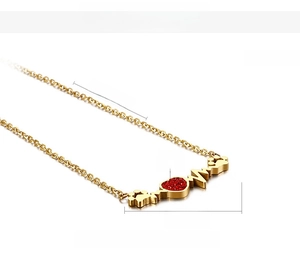 Détails du collier en acier inoxydable doré de 450mm avec pendentif cœur et patte rouge