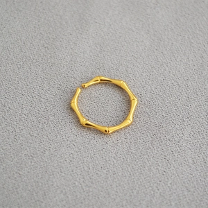 Modern Minimalist Brass Gold Plated Bamboo Knot Open Ring For Women Fashion Individual Stacking Adjustable Index Finger Jewelry