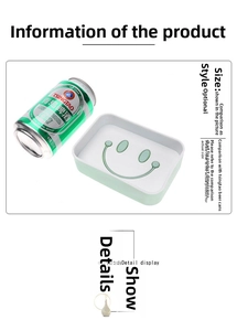 Dual-layer soap dish detail with smiley face drainage tray and light green holder