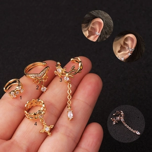 Zircon Inlaid Ear Cuffs Non Pierced Clip On Earrings Copper Cartilage Jewelry Fashion Accessories For Women