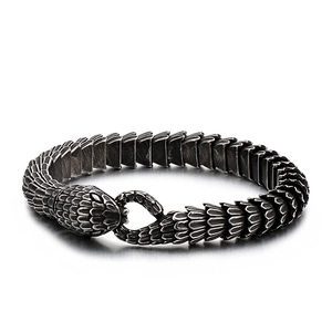 Men Stainless Steel Snake Dragon Scale Bracelet Heavy Punk Gothic Hip Hop Jewelry Gift
