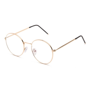 Classic round gold metal frame blue light blocking glasses with transparent lenses
