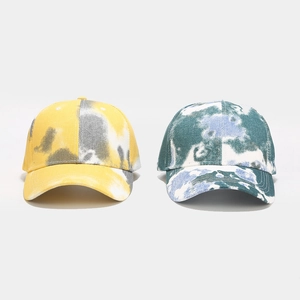 Casquettes de baseball tie-dye tendance aux tons jaune et bleu pour protection solaire extérieure
