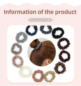 Détail de 12 couleurs d'élastiques à cheveux perlés avec cristaux et perles fines