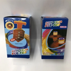 Detail of colorful music peg-top toy boxes showing flashing lights and wood-like texture