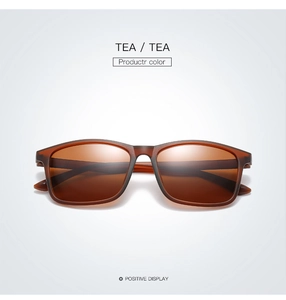 Front view of tea brown polarized sunglasses with a matte square frame for outdoor sports