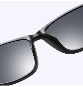 Macro shot of matte black TR90 frame bridge and comfortable nose pads on polarized sunglasses