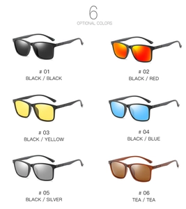 Classic polarized sports sunglasses displayed in six optional color frame and lens combinations