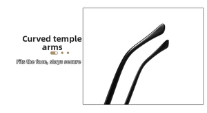 Detailed view of ergonomic black cat-eye sunglasses temples for a secure non-slip fit