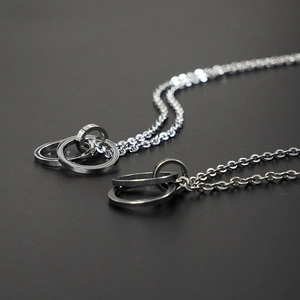 Hip hop double-layer stainless steel interlocking circle pendant necklace for men and women