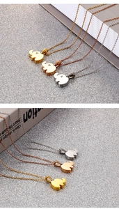 Three elephant pendant necklaces in gold, silver, and rose gold with tiny crystal accents