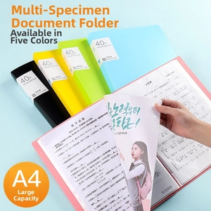 A4 clear sleeve folder collection in five colors including pink, blue, and green