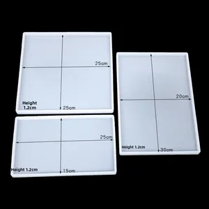 Detailed size specifications for rectangular and square silicone resin art molds