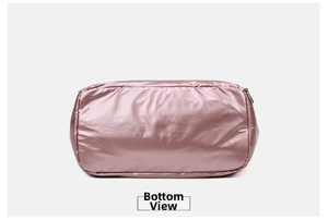 Macro bottom view of purple waterproof fitness bag showing metallic pearlescent texture