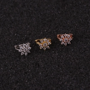 Mini flower cartilage earrings in gold, silver and rose gold with zircon inlay