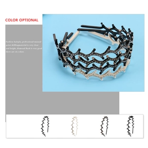 French retro acetate twig headband with anti-slip wave hairpins and elegant faux pearls