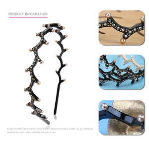 French vintage twig-shaped acetate headband with pearls and rhinestones in six colors