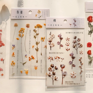 Floral Stickers Transparent PET Botanical Decorative Decals For Scrapbooking Journaling Planner DIY Flower Series
