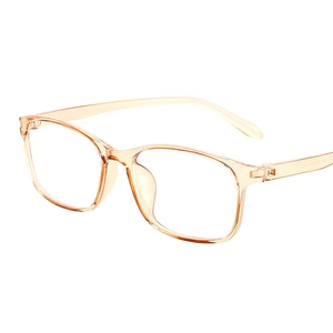 Classic TR90 square anti-blue light glasses frame in transparent champagne pink for women