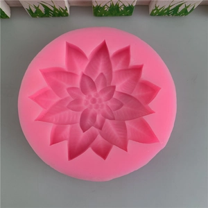 Pink lotus pattern silicone mold for handmade soap and cake decoration from top view