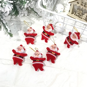Set of 6 Christmas Santa Claus ornaments with gold strings for tree decorations