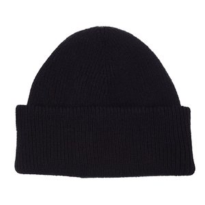 Classic black ribbed knit beanie for kids and toddlers with a warm folded cuff design