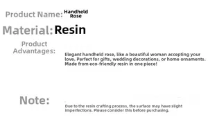 Detail showing high-quality resin material text info for the golden rose home ornament