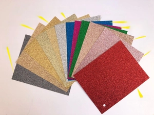 Detailed close-up of 11-color 250g glitter paper cardstock for laser cut invitations