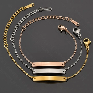 Pulseras de identificación de acero inoxidable pulido en oro rosa, plata y oro para grabar