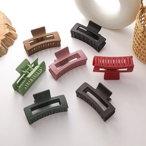 Large matte square hair claw clips set in seven assorted colors for thick hair
