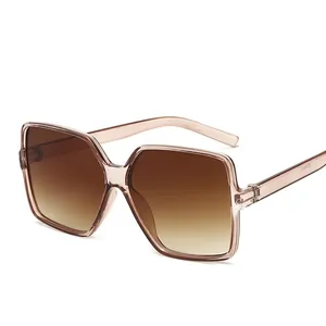 Fashionable oversized gradient brown sunglasses with square frames and polished finish