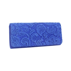 Pochette de soirée en satin et dentelle bleue avec motifs floraux pour femmes