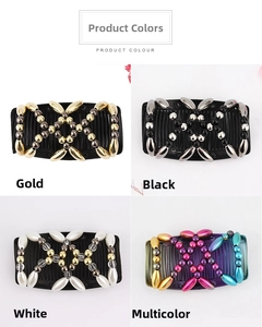 Detail view of four magic hair comb color options with beads and double-row plastic combs