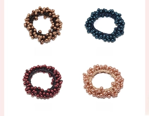 Élastiques à cheveux perlés en marron, bleu marine, bordeaux et kaki avec cristaux