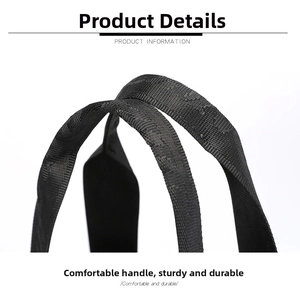 Detail of durable black woven nylon handle with reinforced stitching and premium texture